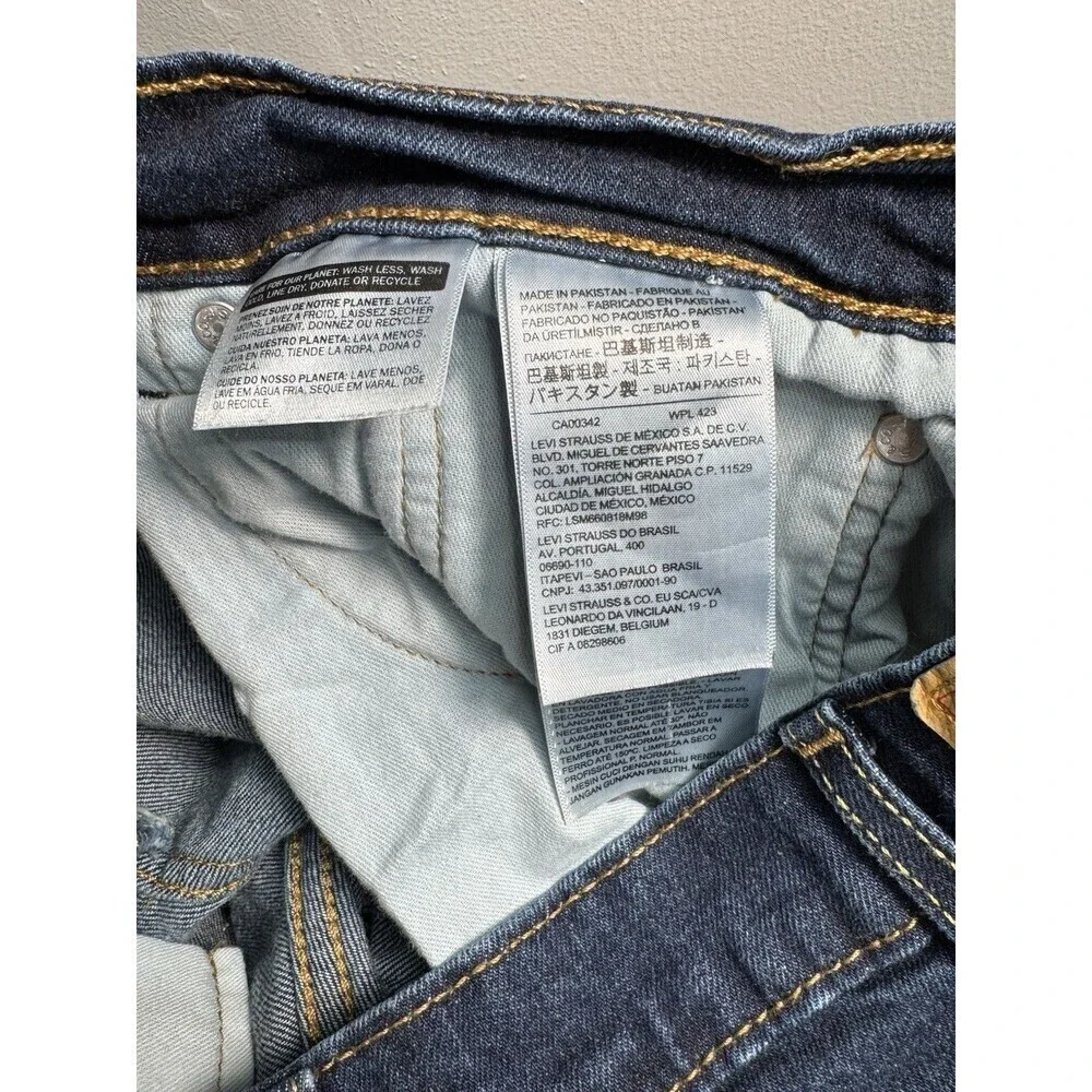 Levis 505 Jeans Mens 40x32 Blue Regular Straight Leg Denim Stretch Dark Wash